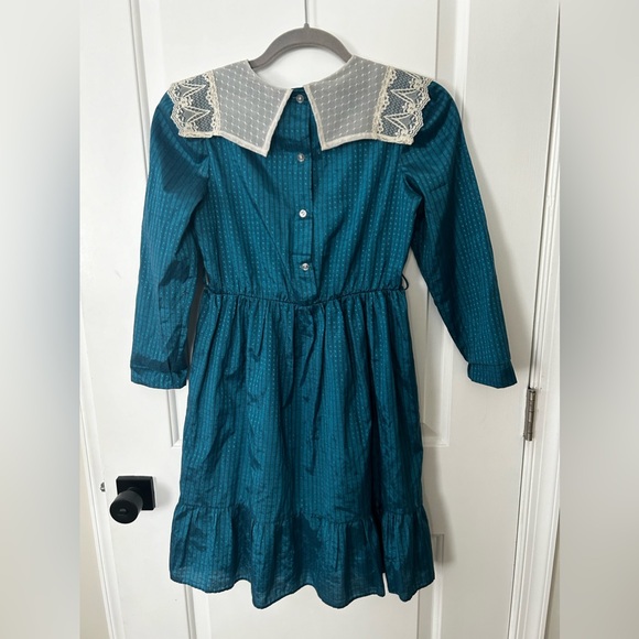 Bonnie Jean Vintage 80s Kid Dress with Lace Collar - Picture 2 of 10